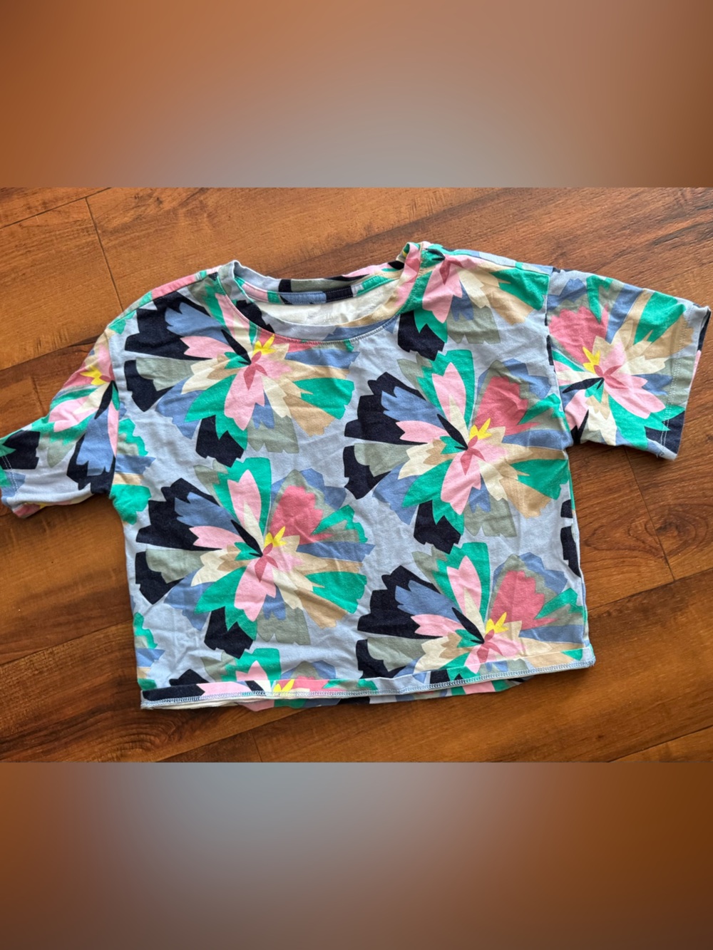 GAP Kids Girls' Multicolor Floral Short Sleeve Tee - Pink, Green, Blue, size L